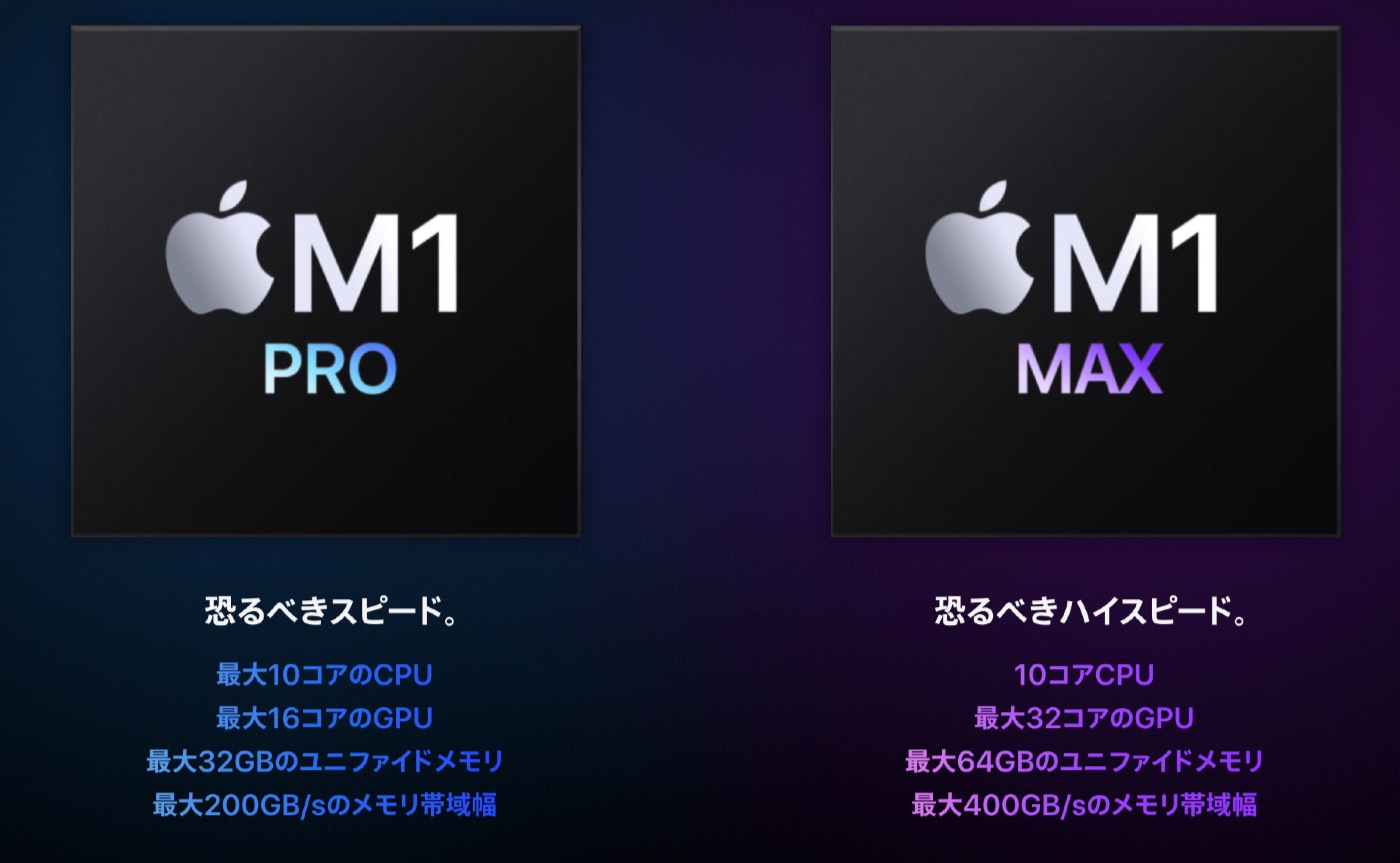 Apple M1チップからさらに強力になった「M1 Proチップ」と「Apple M1 Max」